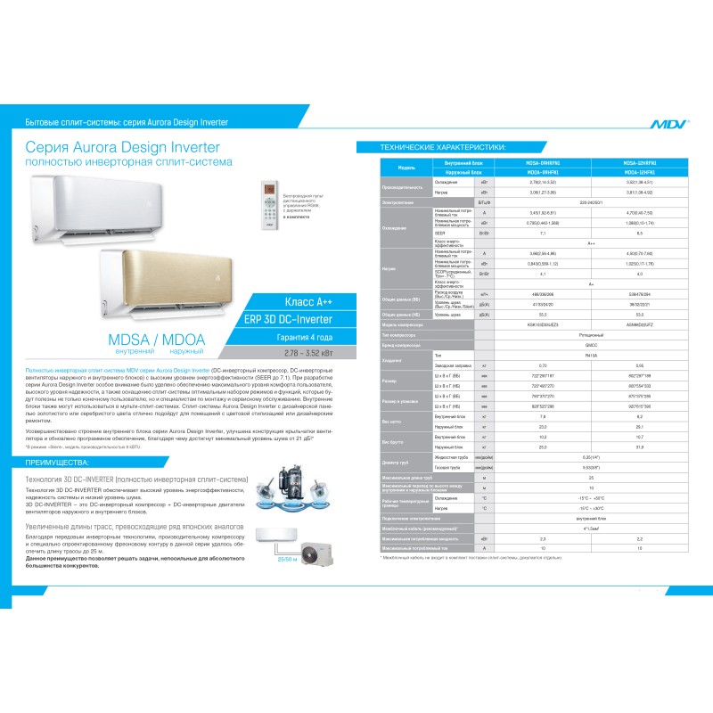 MDV Aurora Inverter Silver MDSA-09HRFN1/MDOA-09HFN1
