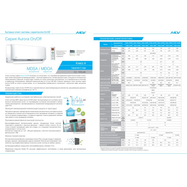 MDV Aurora MDSA-30HRN1/MDOA-30HN1