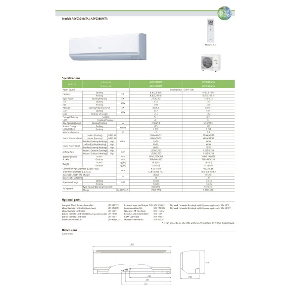 Fujitsu ASYG36KMTA/AOYG36KMTA