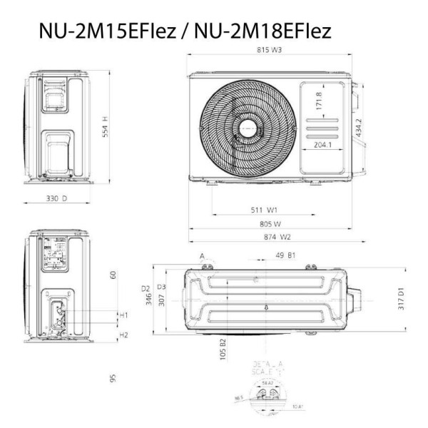 Наружный блок мультисплит-системы Neoclima NU-2M18EFIez