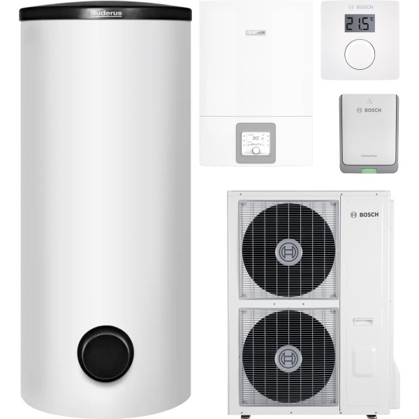 Тепловой насос Bosch Compress 3400i AWBS 14, водонагреватель SH450 RW, система управления CR10, коммуникационный модуль K30