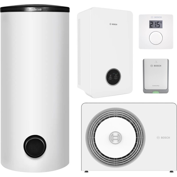 Тепловой насос Bosch Compress 5800i AWE 10, водонагреватель SH290 RW, система управления CR10, коммуникационный модуль K30