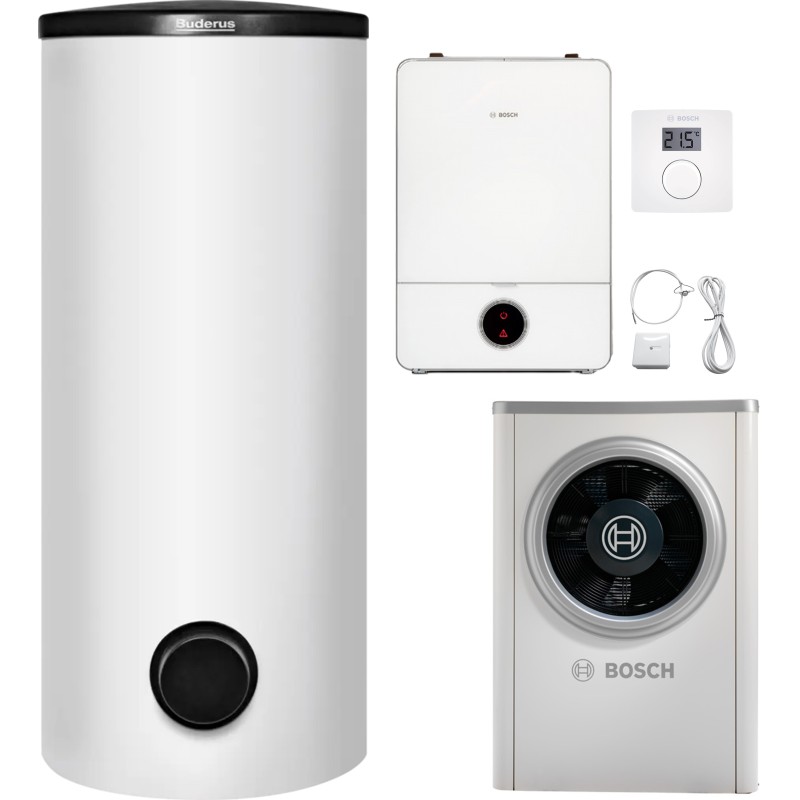Тепловий насос Bosch Compress 7000i AWE 13, водонагрівач SH370 RW, система керування CR10