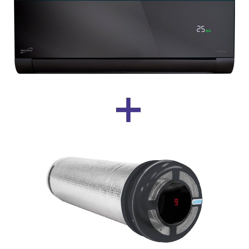 Кондиционер сплит-система Neoclima ArtVogue NS/NU-09AHVIwb + рекуператор Prana 150 Graphite Black