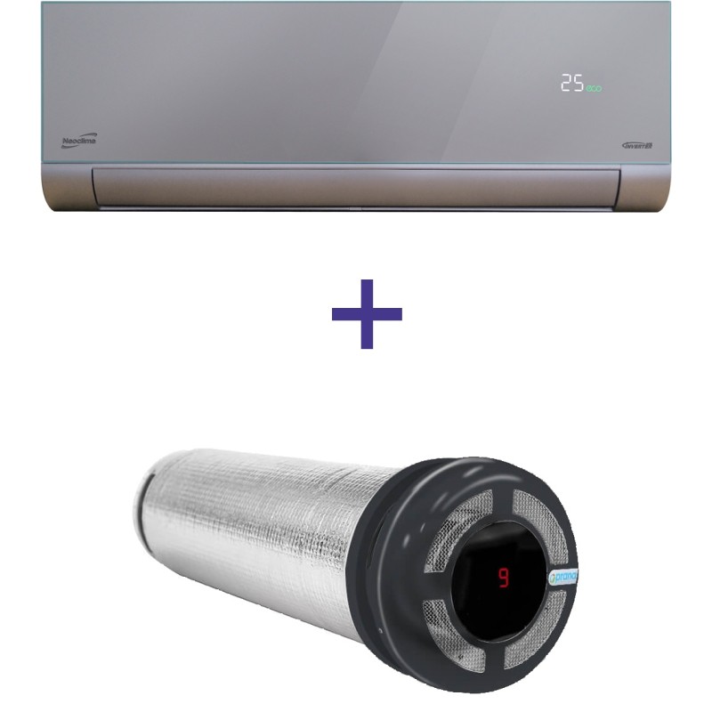 Кондиционер сплит-система Neoclima ArtVogue NS/NU-09AHVIws + рекуператор Prana 150 Graphite Black
